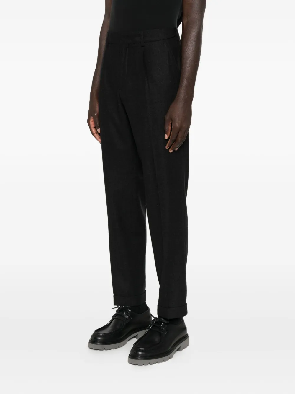Cellar Door Cambridge Trousers Cuffed Hems In Black