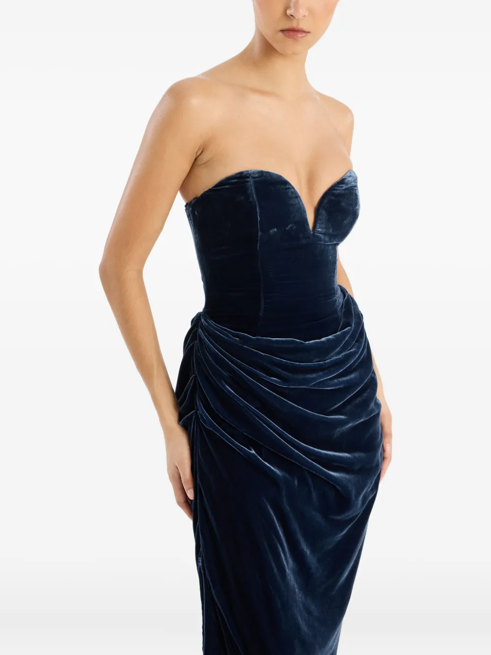 Rotate Birger Christensen Rotate Birgerchristensen Silk Velvet Slit Dress In Blue