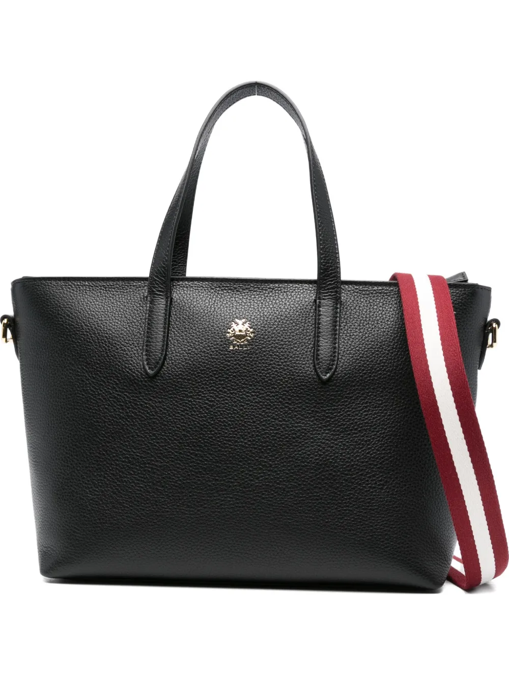 Bally Logo-stamp Leather Tote Bag In Black