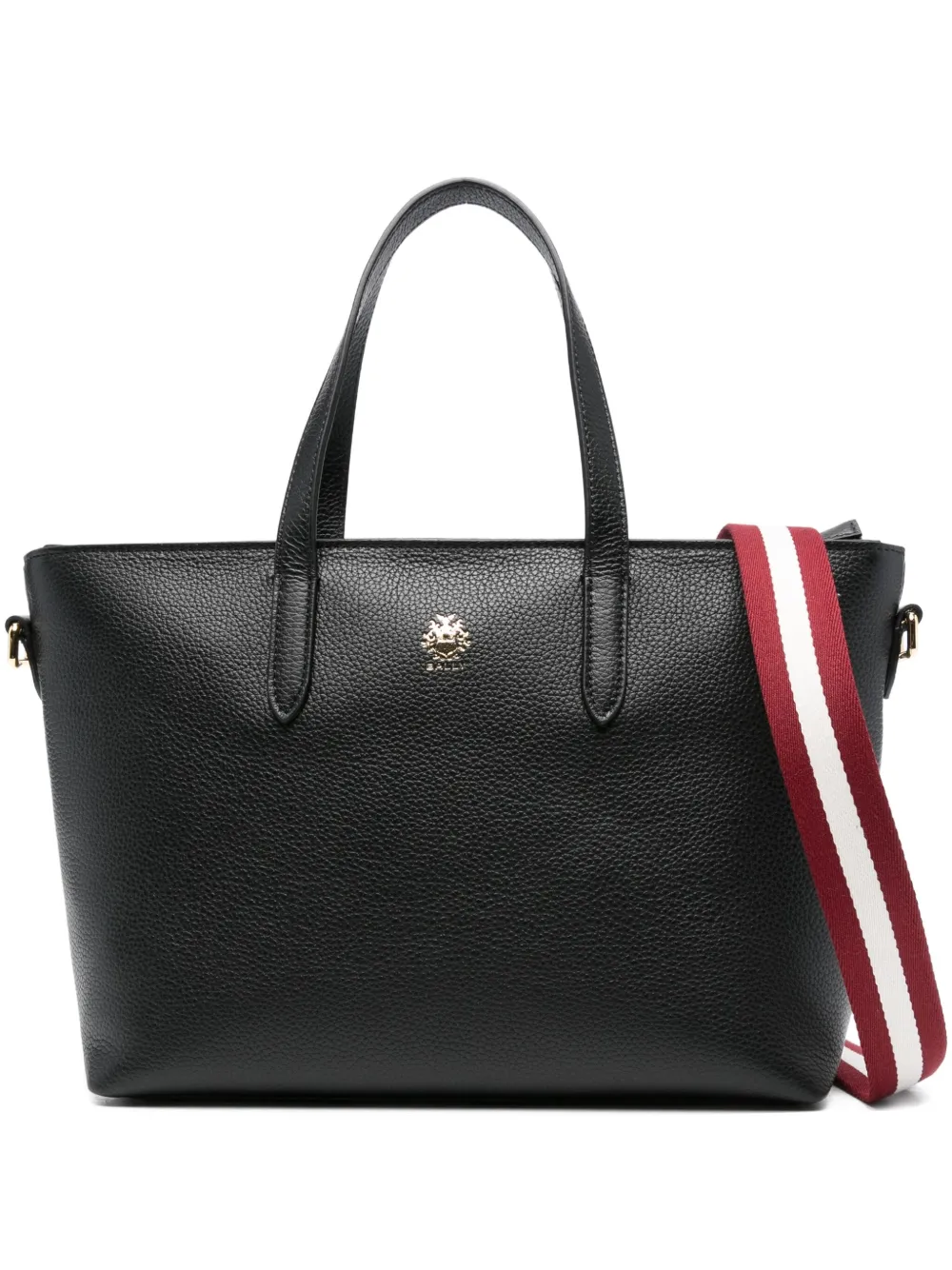 Bally Leren shopper met logo Zwart