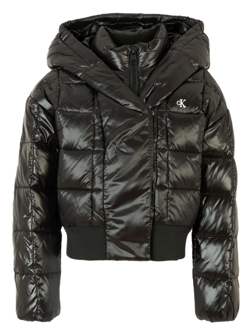 Calvin Klein Kids' Quilted Hooded Jacket In Black