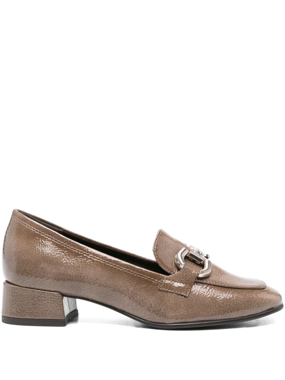 Tamaris 40mm Patent-leather Buckle Loafers In Brown