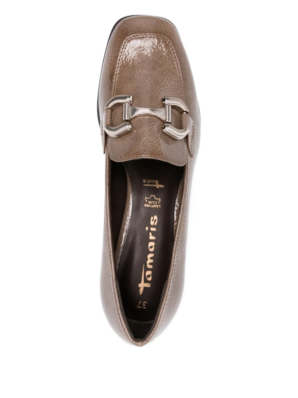 Tamaris 40mm Patent-leather Buckle Loafers In Brown