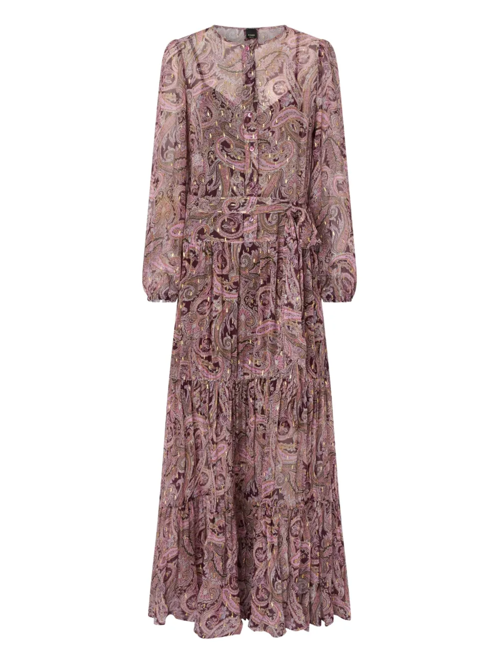 PINKO paisley-print tiered maxi dress Roze