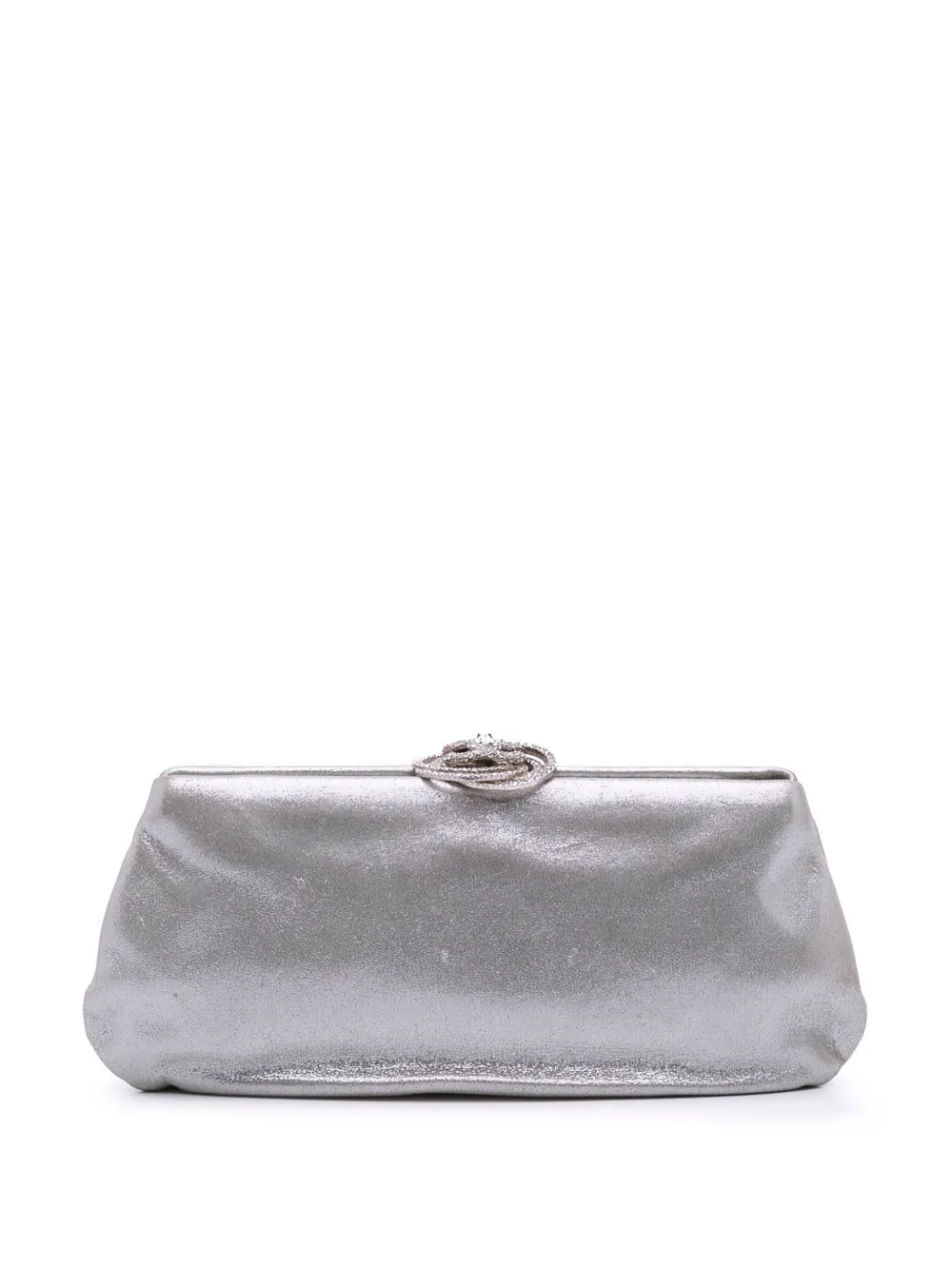 2011 Metallic Satin Crystal Camellia Evening Frame clutch bag