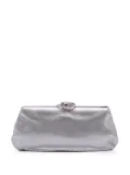 CHANEL Pre-Owned 2011 Metallic Satin Crystal Camellia Evening Frame clutch bag - Silver
