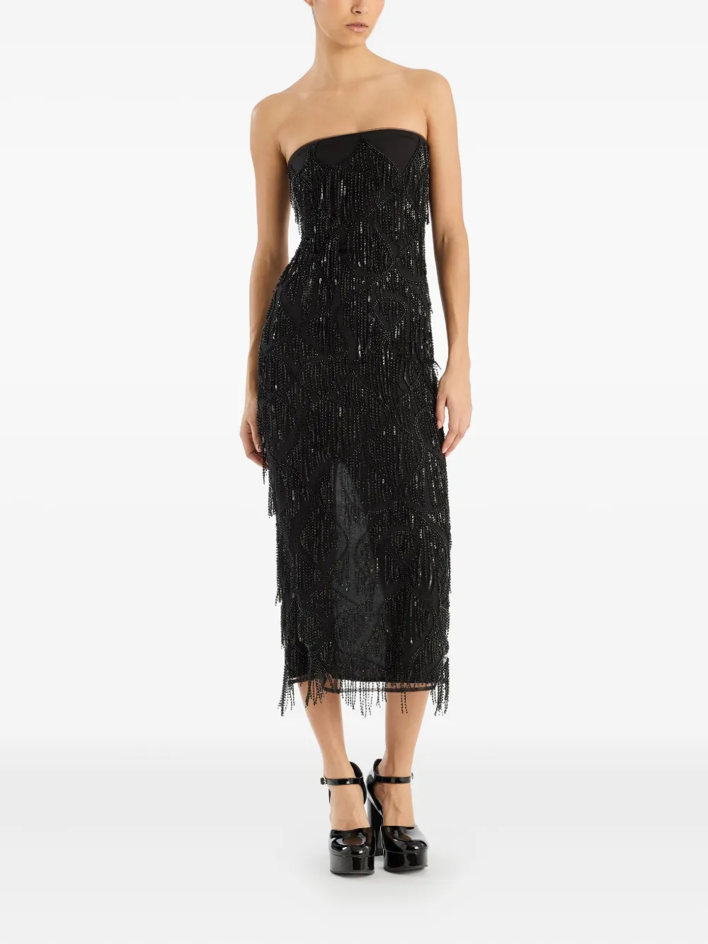 ROTATE BIRGER CHRISTENSEN sequin midi tube dress - Zwart