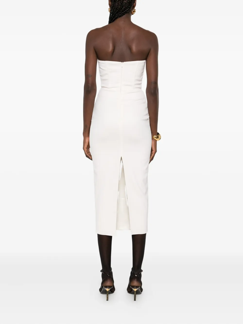 Vestiaire d'un Oiseau Libre Strapless midi-jurk met klepzak Wit