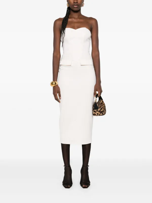 Vestiaire d'un Oiseau Libre Vestido Midi Strapless Con Bolsillos y