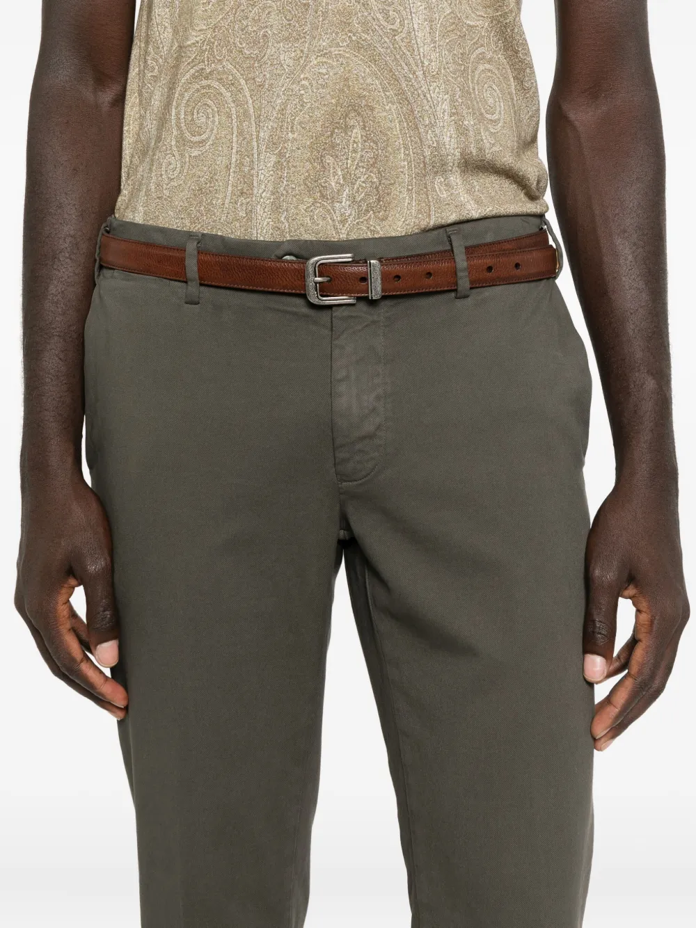 Mason's Cuffed Straight-leg Trousers In Green