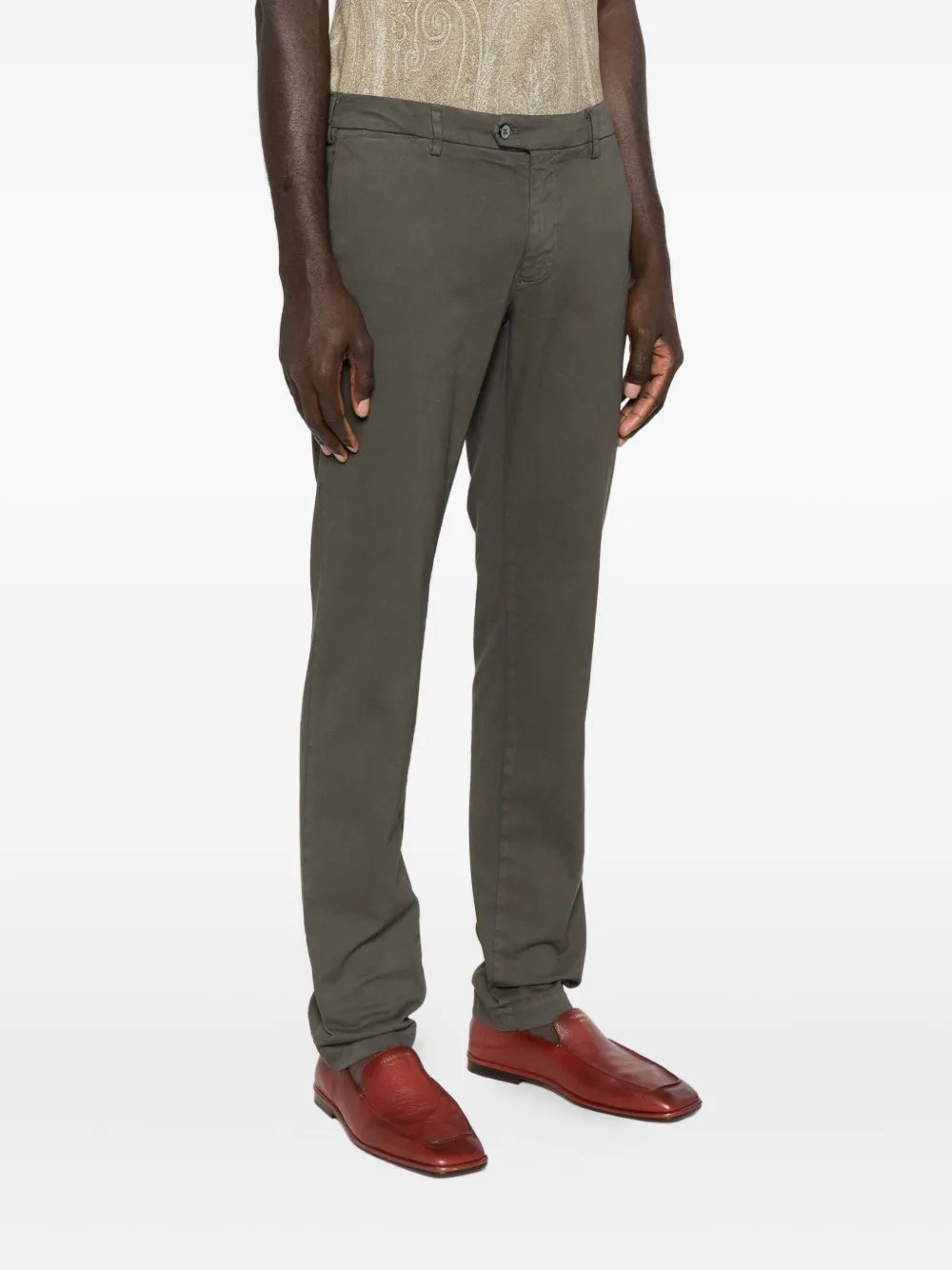 Mason's Cuffed Straight-leg Trousers In Green