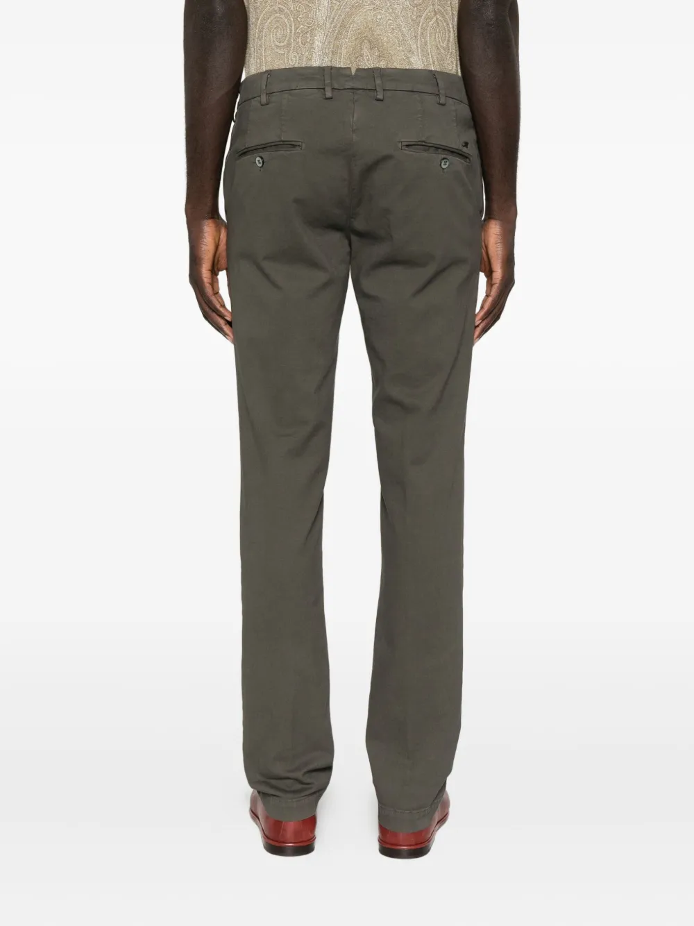 Mason's Cuffed Straight-leg Trousers In Green