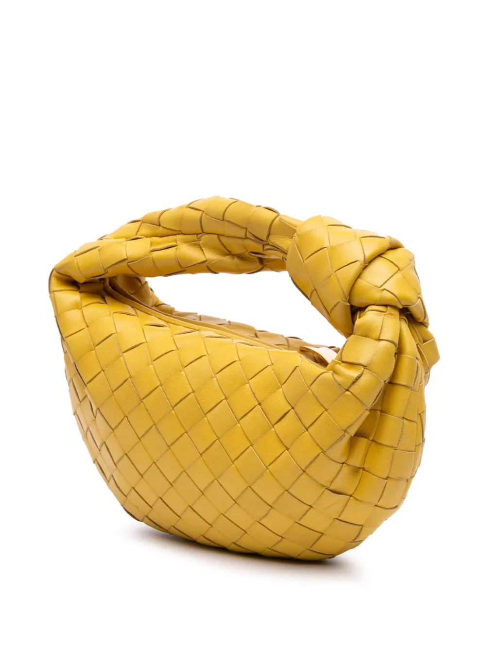 Pre-owned Bottega Veneta 2012-2025 Mini Nappa Intrecciato Jodie Hobo Bag In Yellow
