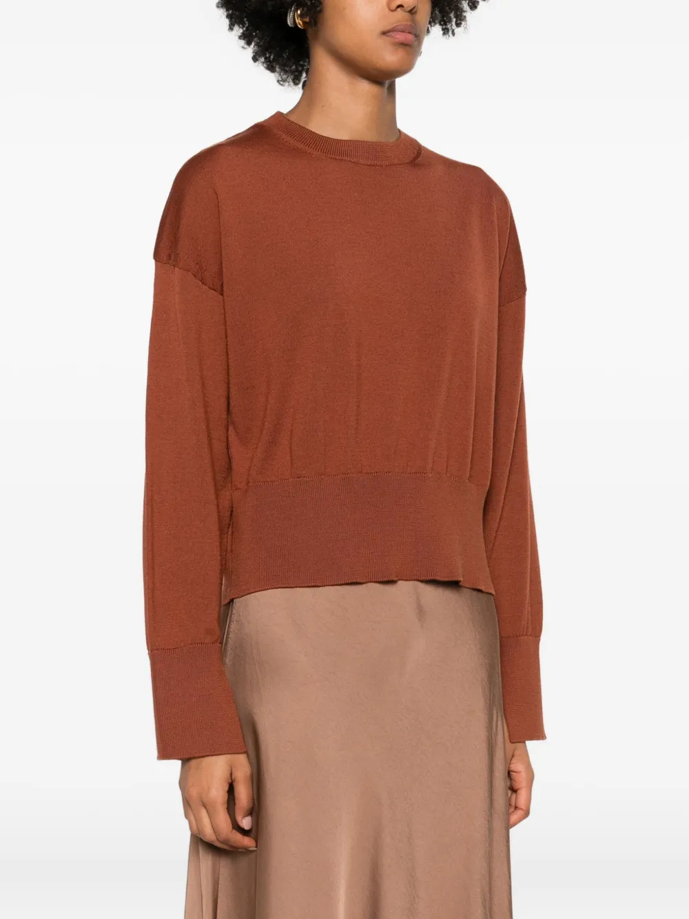 Daniele Fiesoli Round-neck Wool Sweater In Brown