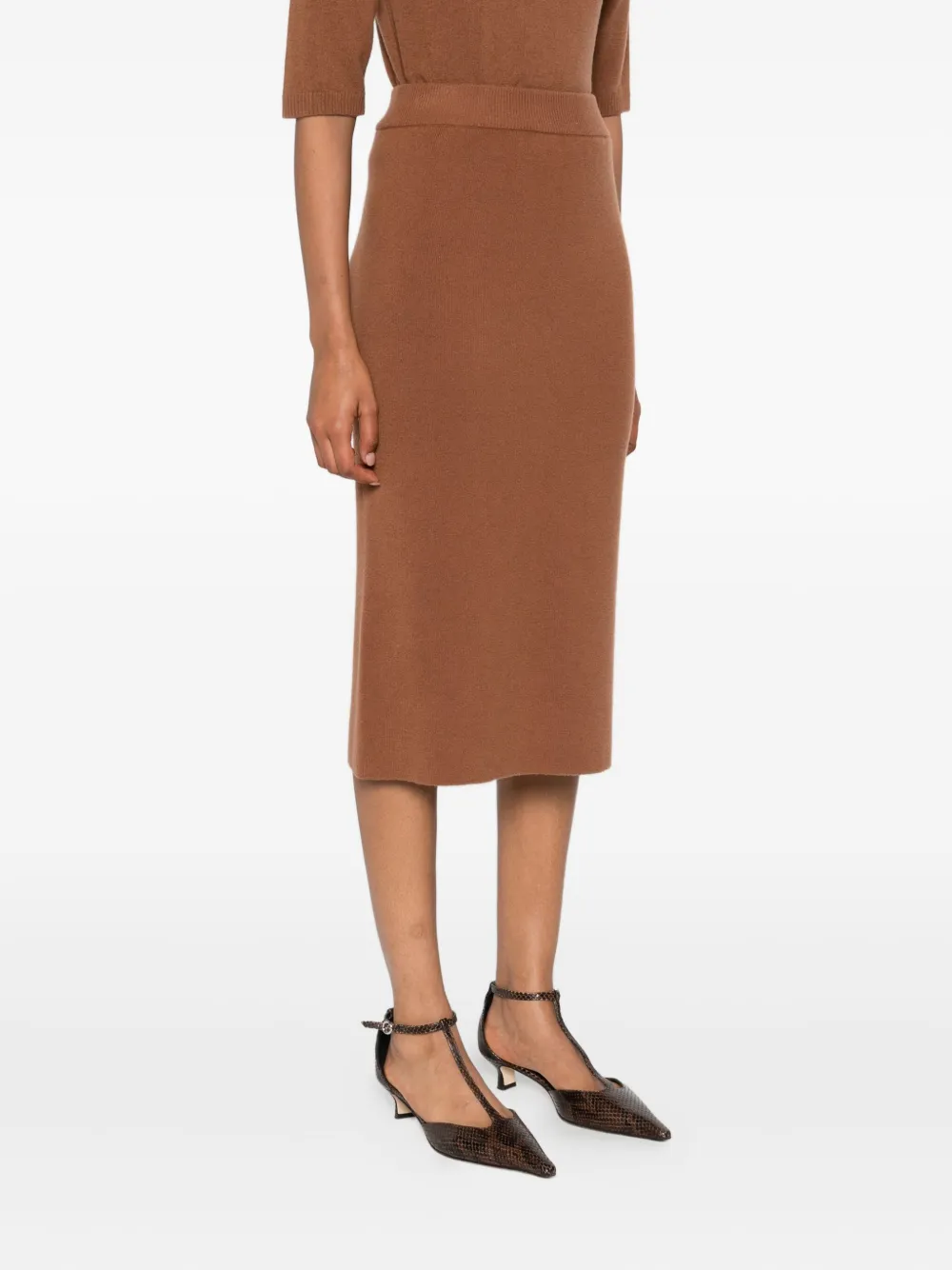 Daniele Fiesoli Merino-blend Midi Skirt In Brown