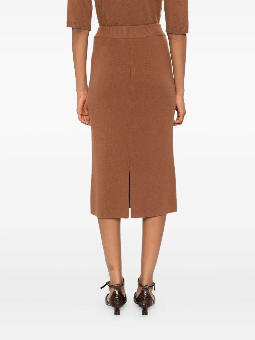 Daniele Fiesoli Merino-blend Midi Skirt In Brown