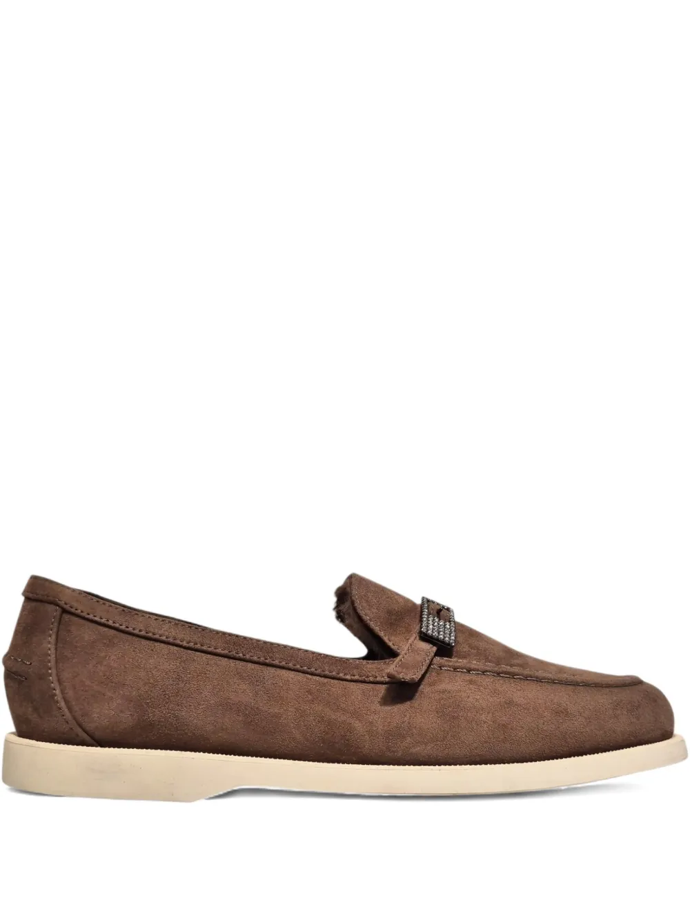 Le Silla embellished suede loafers Brown