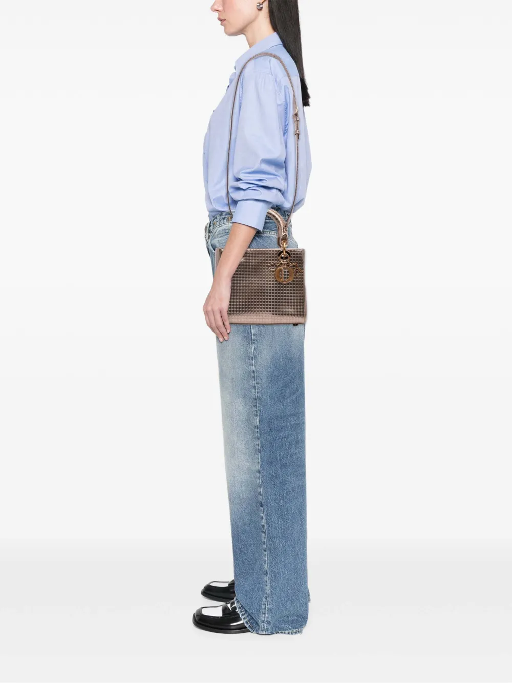 Christian Dior Pre-Owned 2016 Medium Metallic Patent Microcannage Lady Dior satchel | Pre-Owned | Image 2
