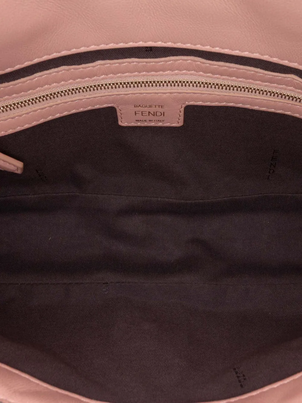 Pre-owned Fendi 2000-2010 Medium Leather Embossed Ff Baguette Satchel In Pink