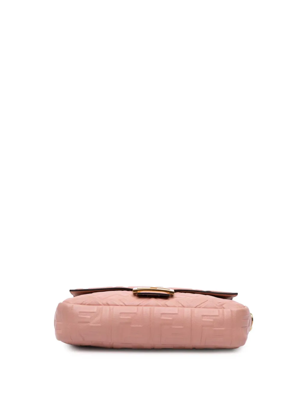 Pre-owned Fendi 2000-2010 Medium Leather Embossed Ff Baguette Satchel In Pink