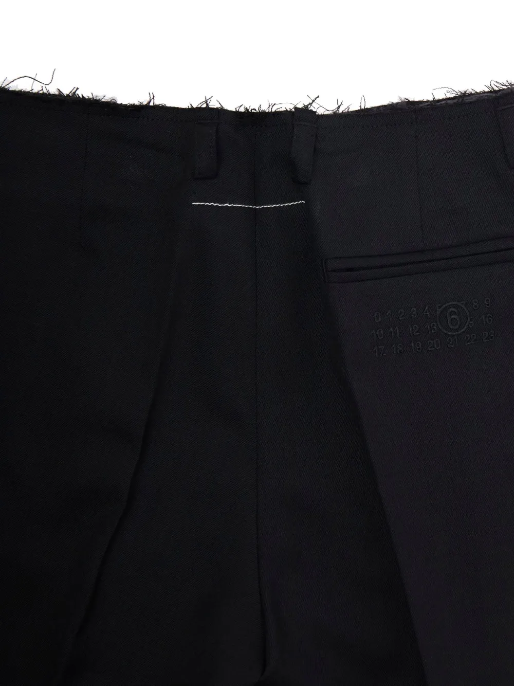 MM6 Maison Margiela Kids pleated frayed-edge trousers Zwart