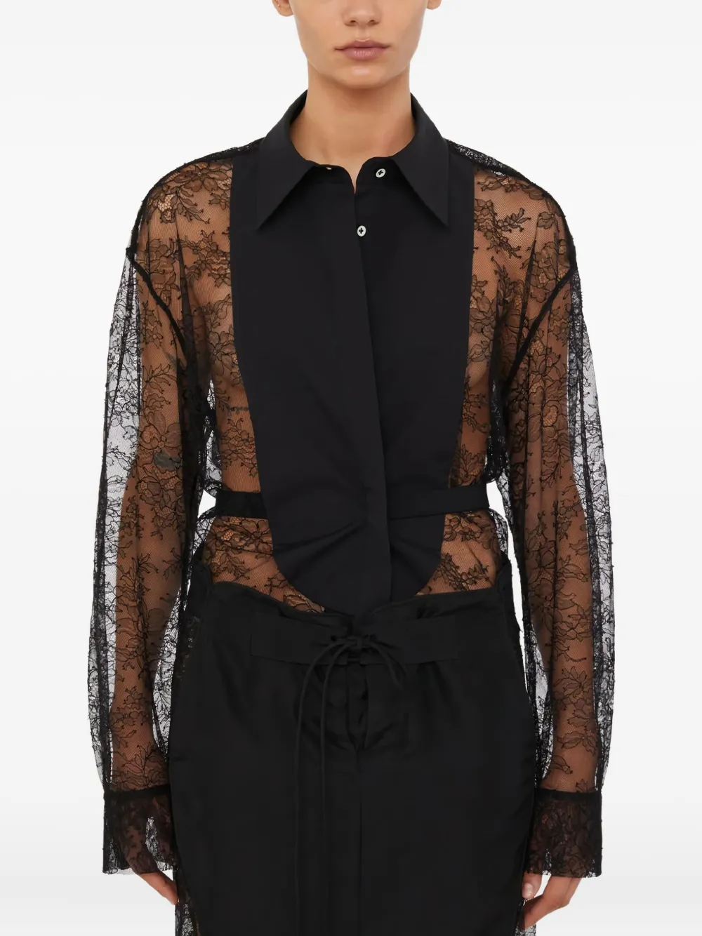 Christopher Esber lace tuxedo shirt Zwart