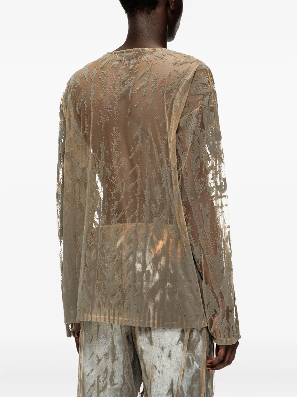 Diesel Gesmockte tulen top met lange mouwen Beige