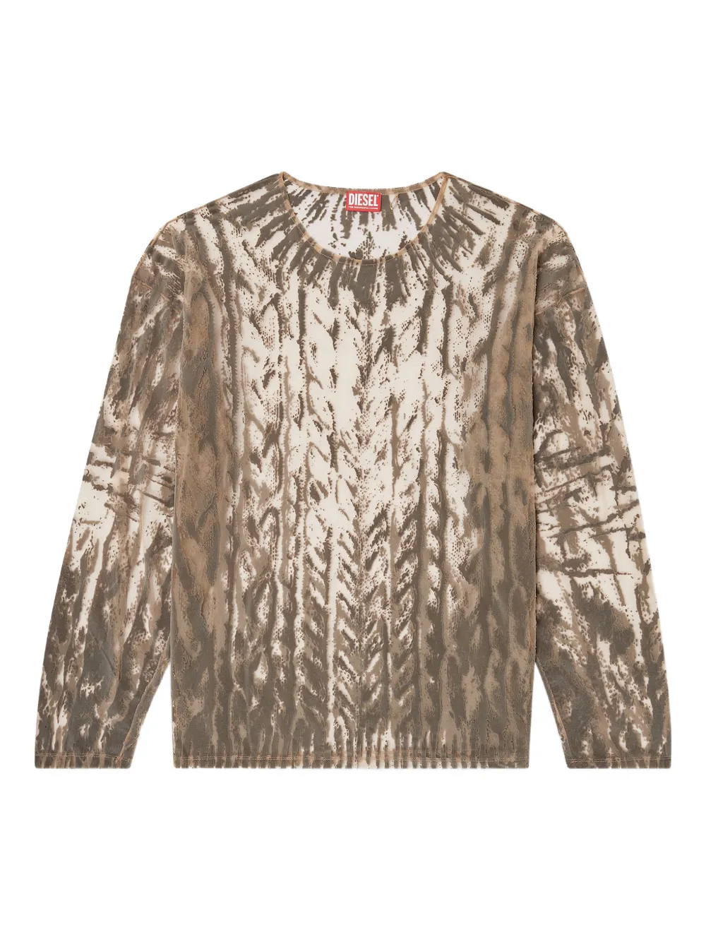 Diesel flocked tulle long-sleeve top | Neutrals | Image 1
