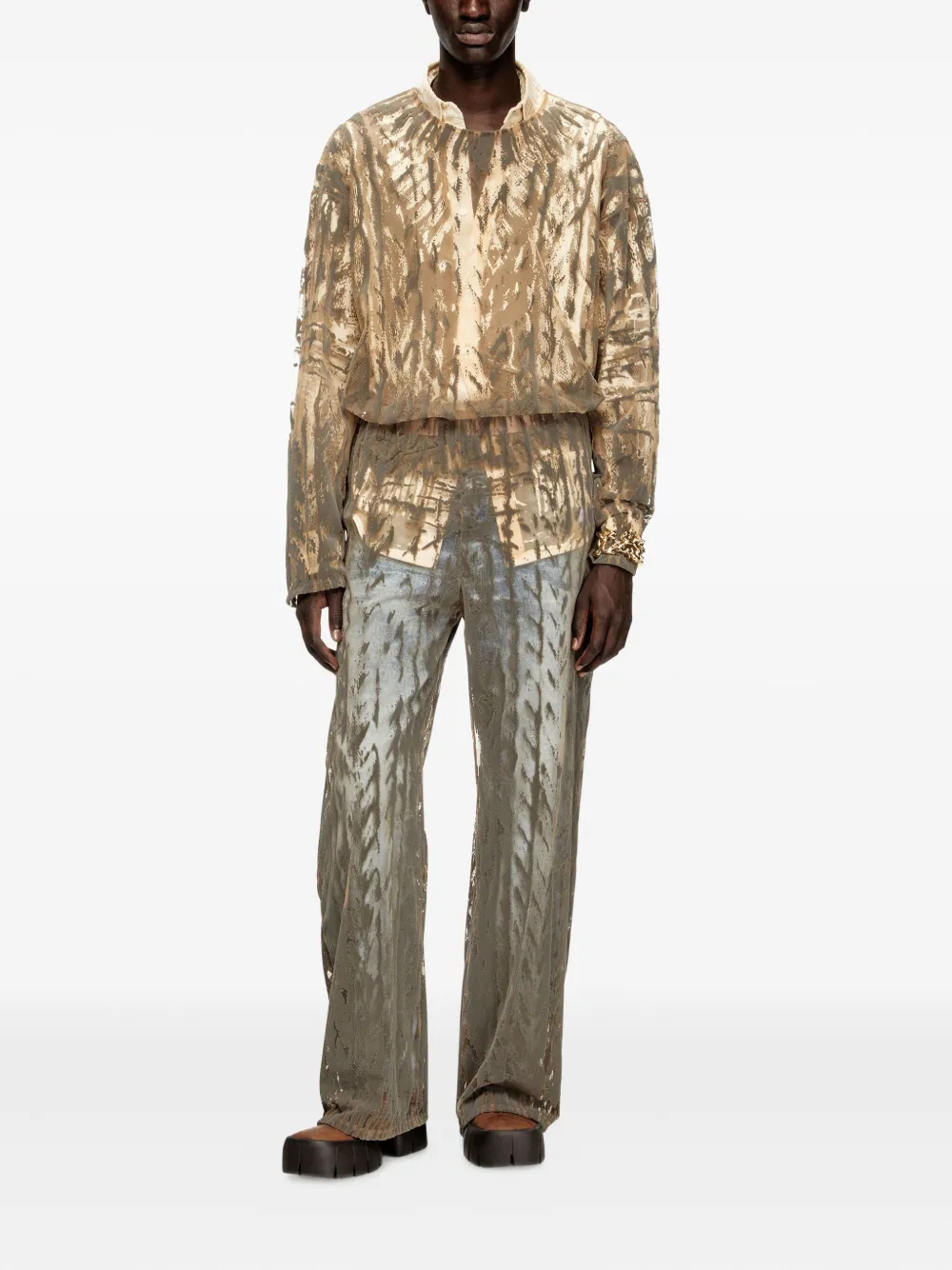 Diesel flocked tulle long-sleeve top | T-Shirts | Image 2