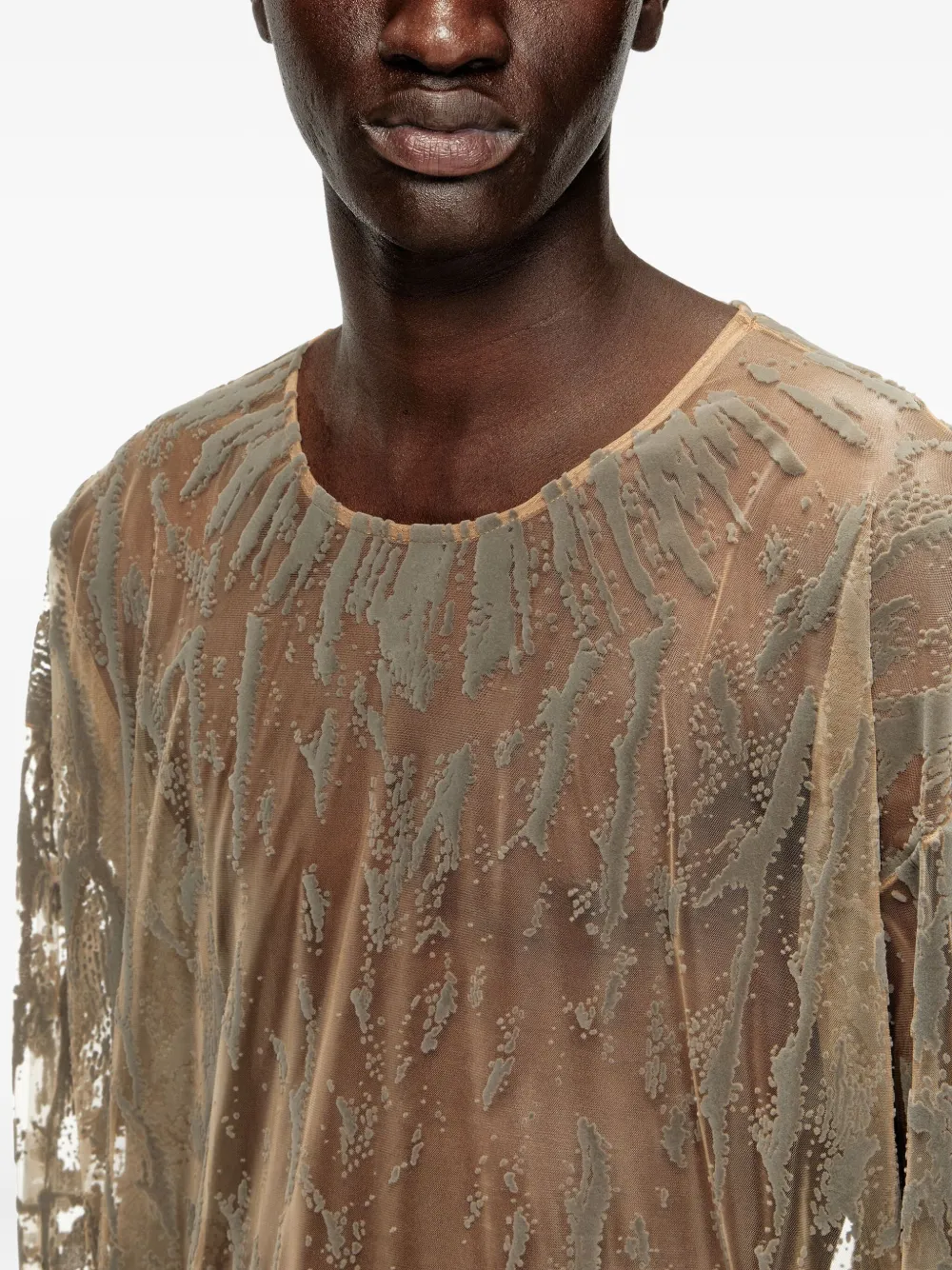 Diesel Gesmockte tulen top met lange mouwen Beige