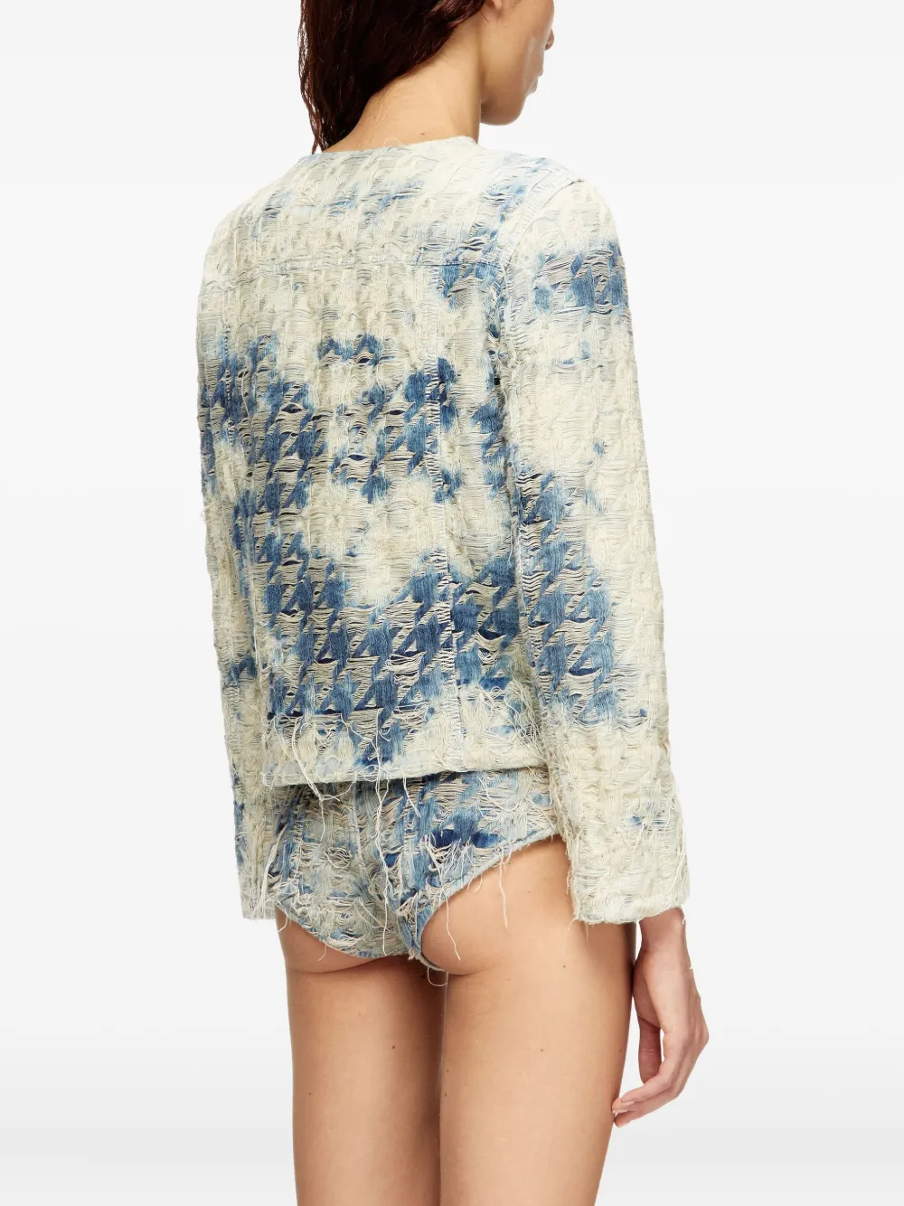 Diesel Jacket In Houndstooth-weave Denim In White
