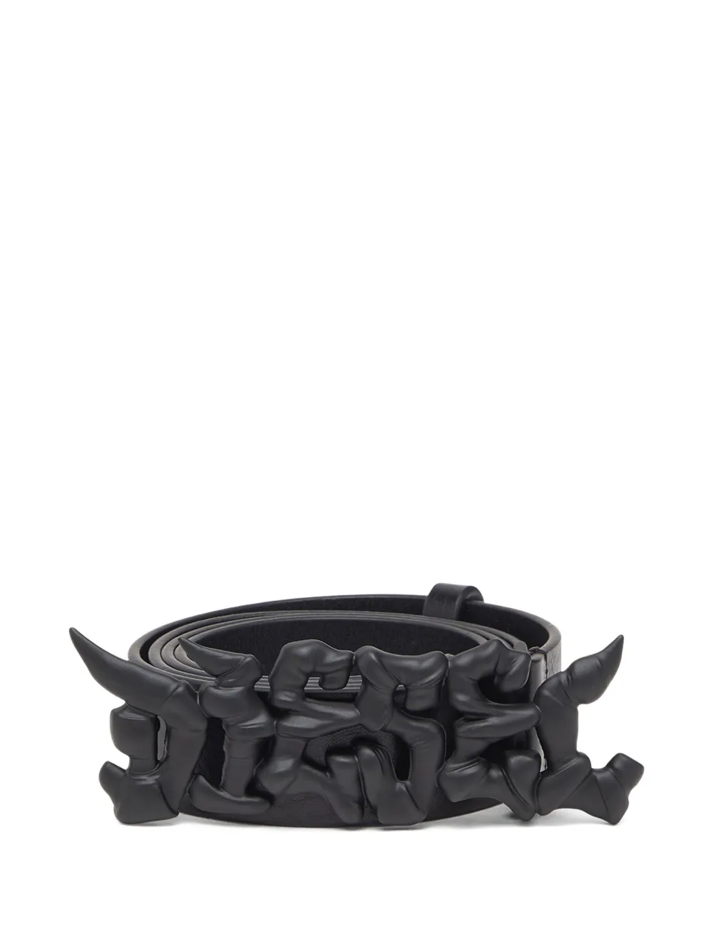 Diesel B-graffiti Leather Belt In Black