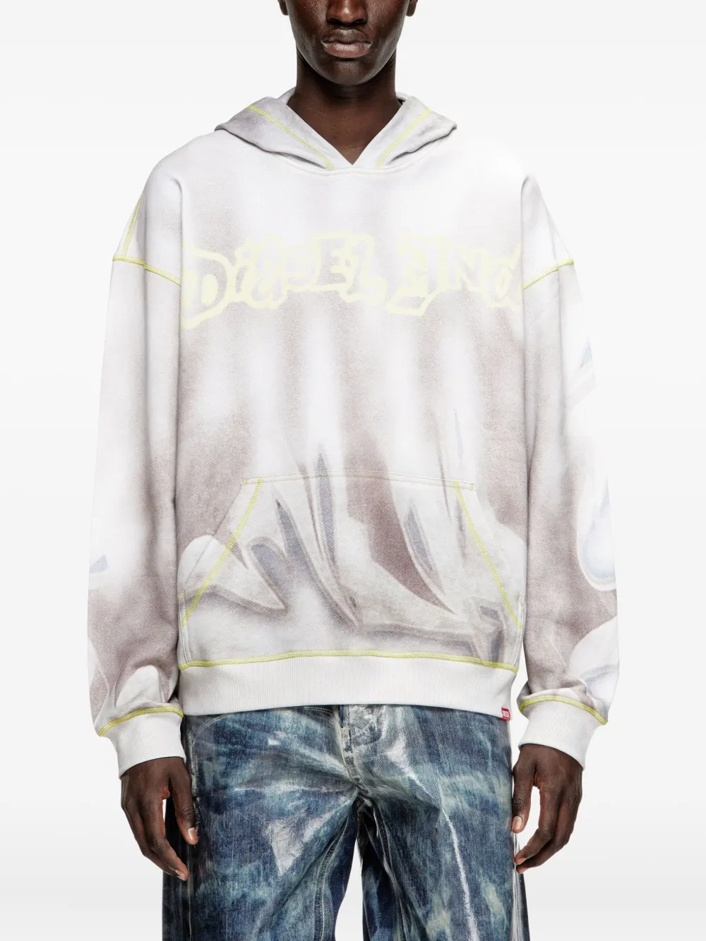 Diesel Katoenen hoodie met graffiti-print Wit