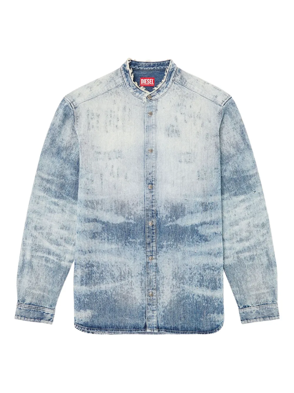Diesel Mandarin-collar Denim Shirt In Blue
