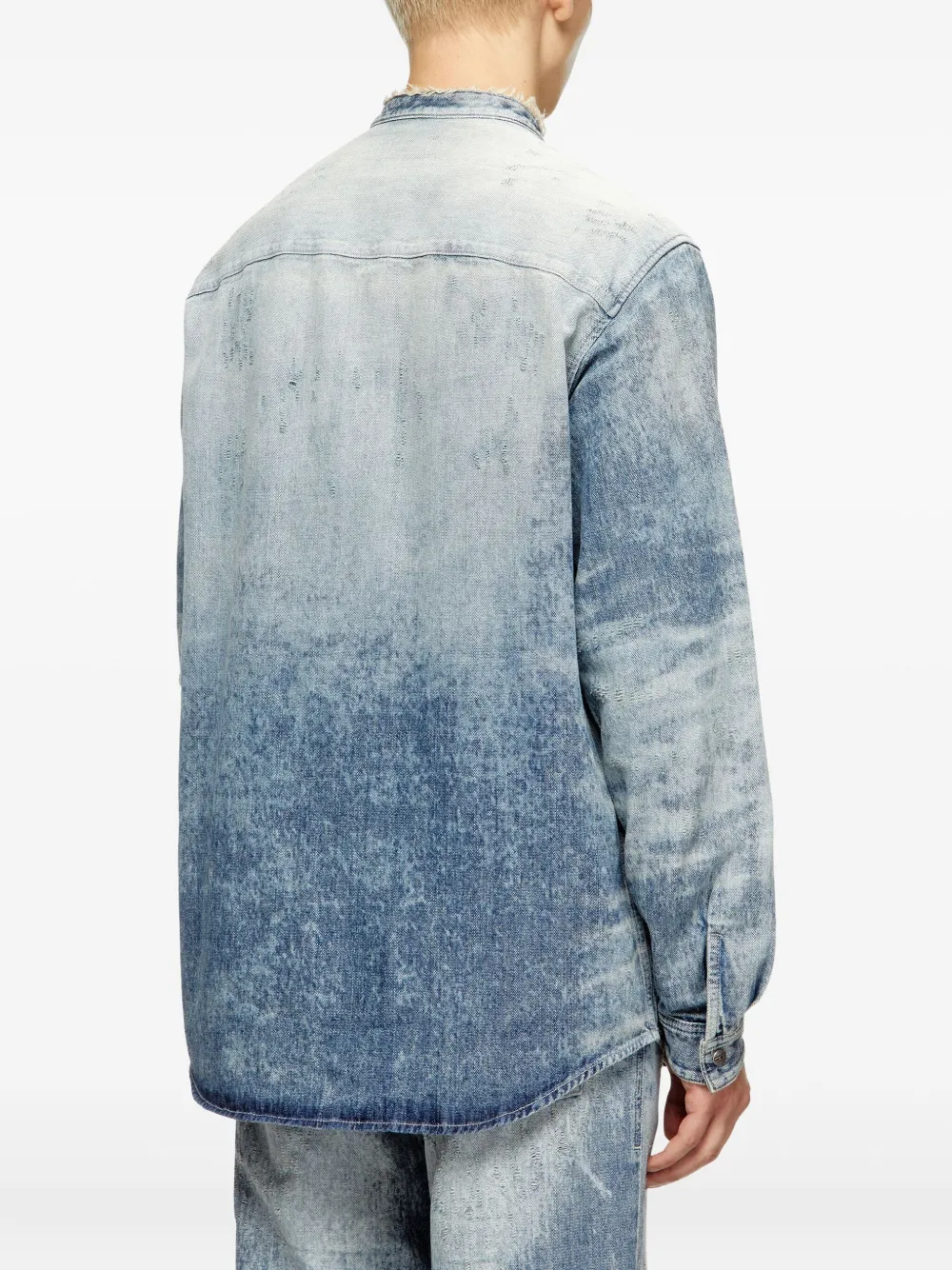 Diesel Mandarin-collar Denim Shirt In Blue