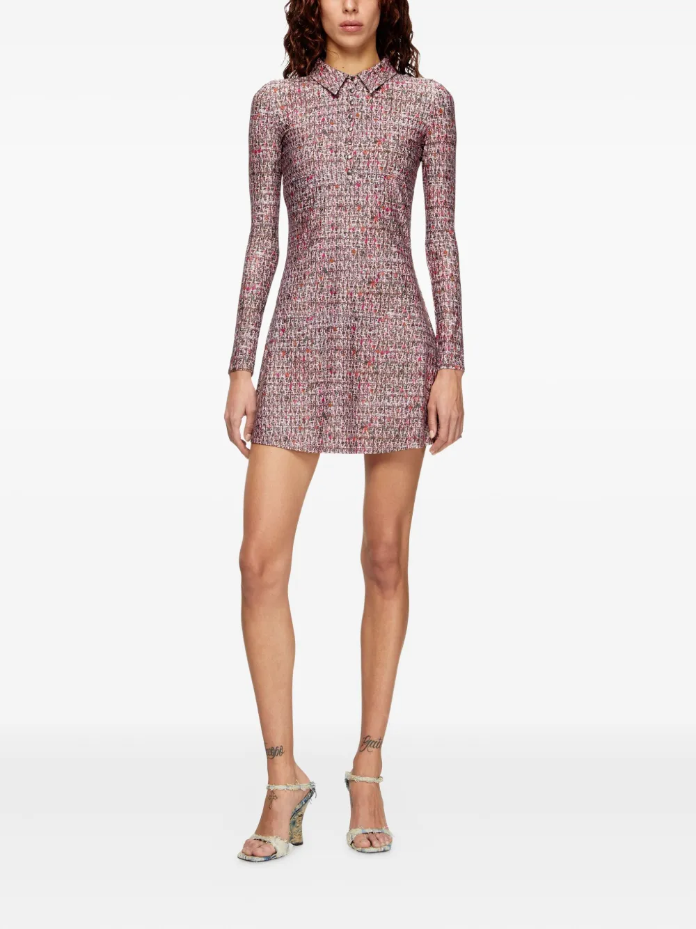 Diesel Mini-blousejurk met bouclé print - Roze