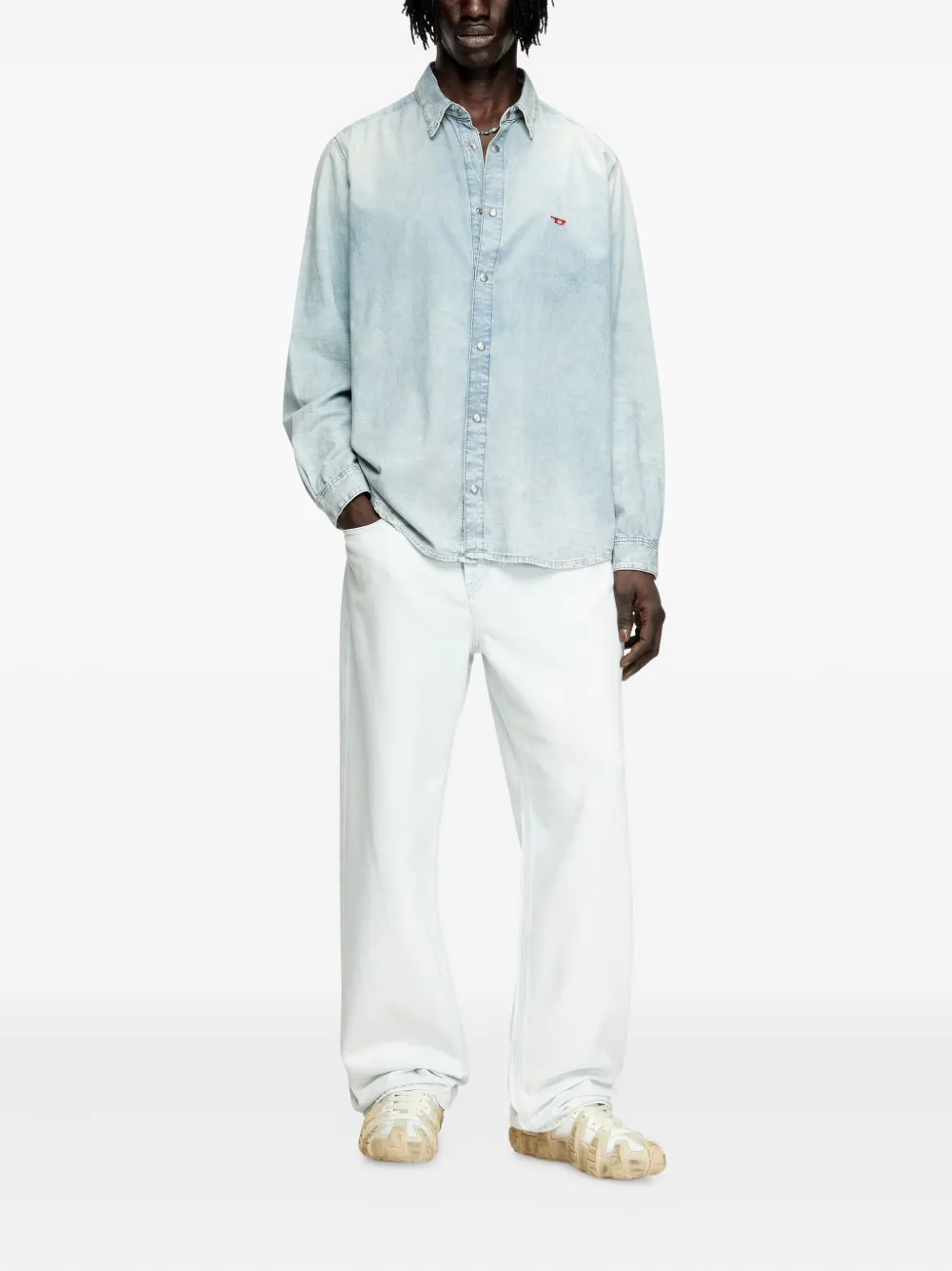 Diesel D-Simply denim overhemd met gebleekt effect - Blauw