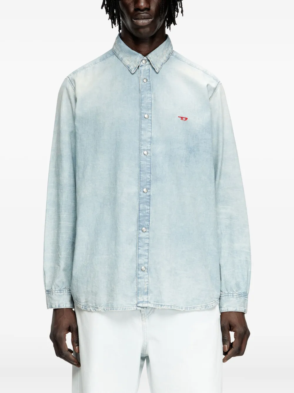 Diesel D-Simply denim overhemd met gebleekt effect Blauw