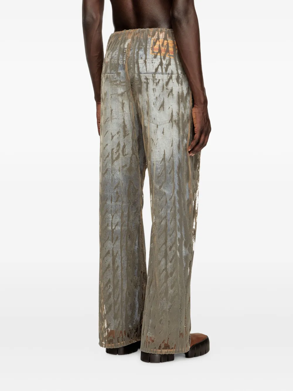 Diesel Cable-print Tulle Trousers In Brown
