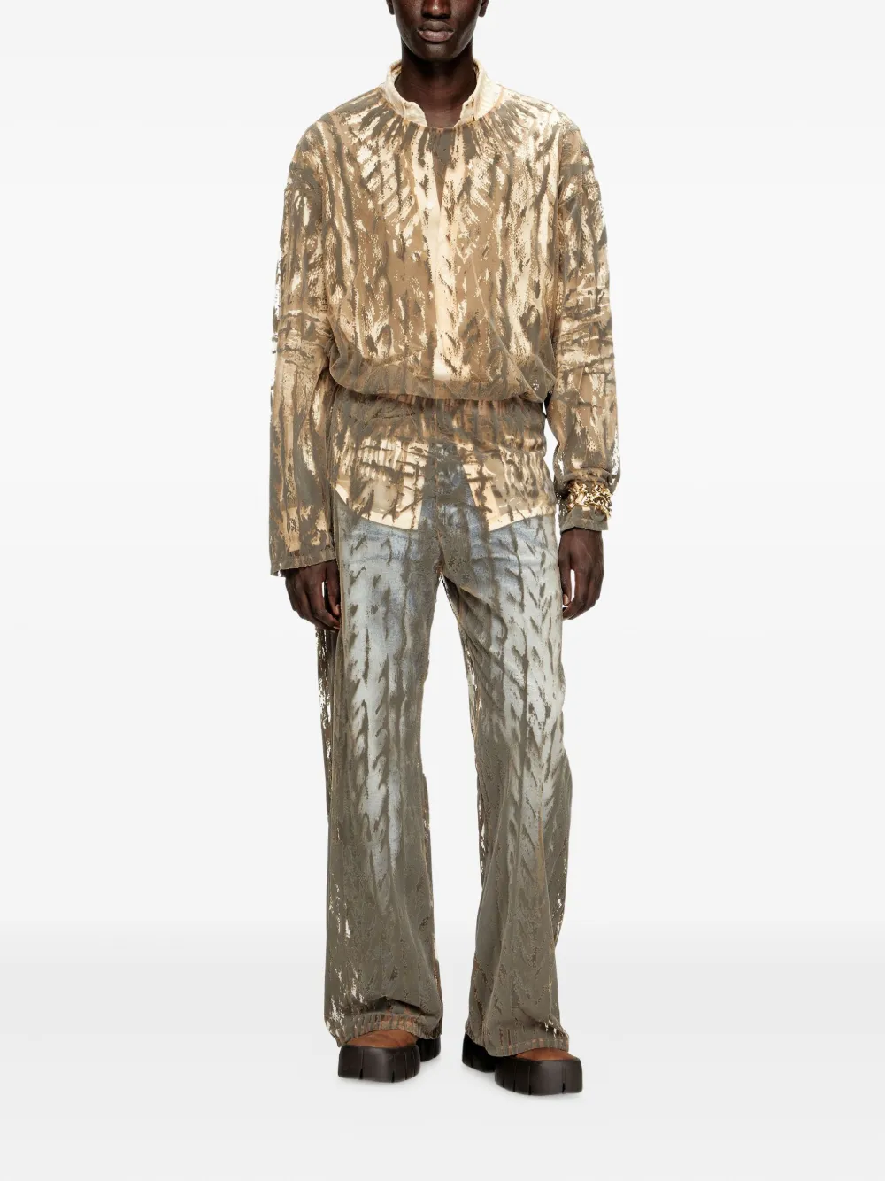 Diesel cable-print tulle trousers | Regular-Fit & Straight Leg Pants | Image 2