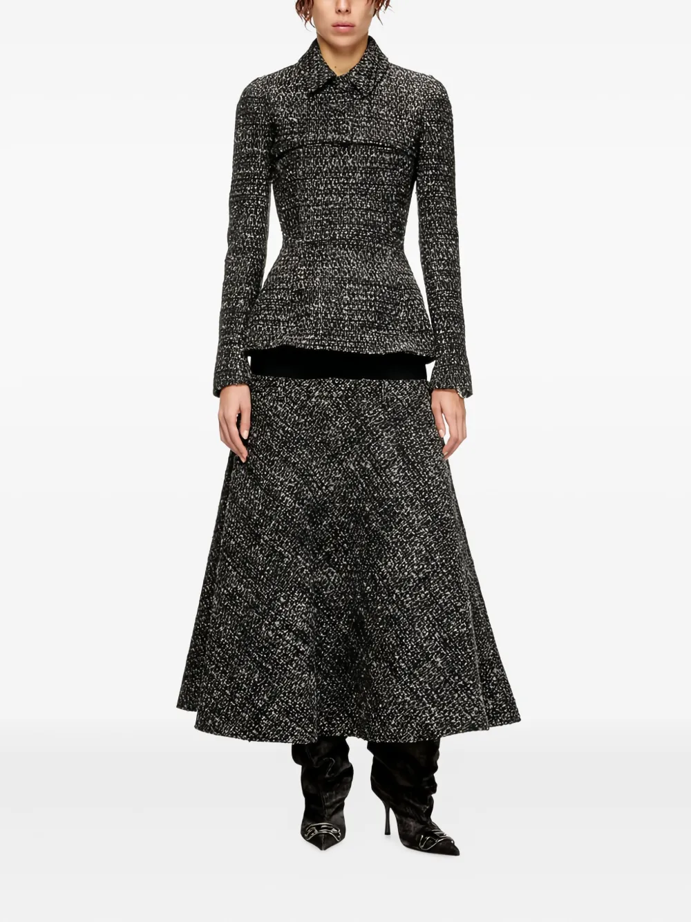 Diesel Tweed-texture Cropped Jacket In Black