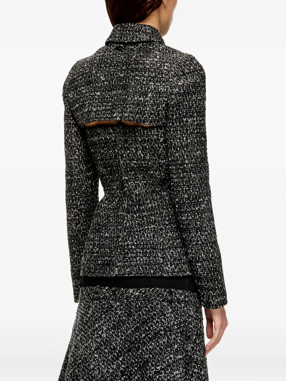 Diesel Tweed-texture Cropped Jacket In Black