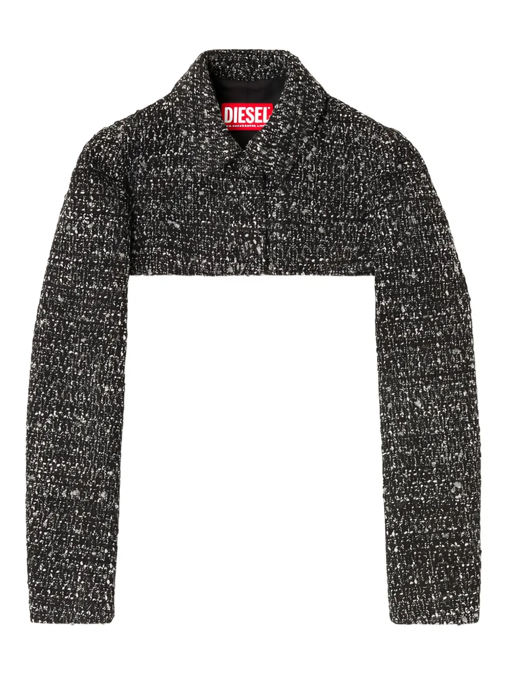 Diesel Tweed-texture Cropped Jacket In Black