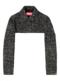 Diesel tweed-texture cropped jacket - Black