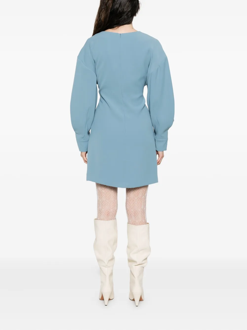 P.a.r.o.s.h Puff-sleeve Round-neck Dress In Blue