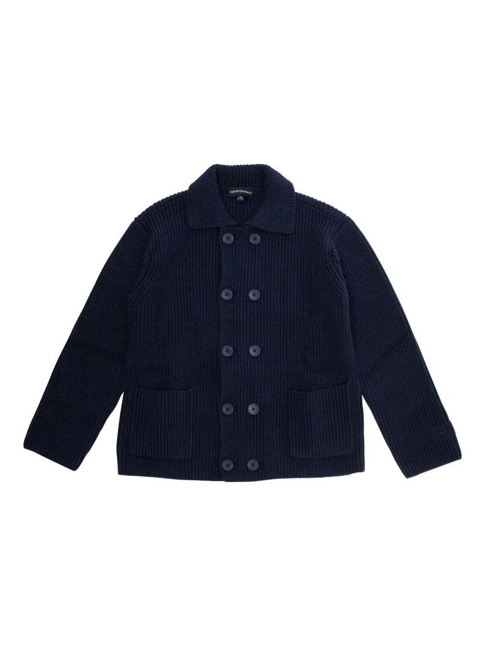 Emporio Ar i Kids long-sleeved ribbed cardigan Blauw