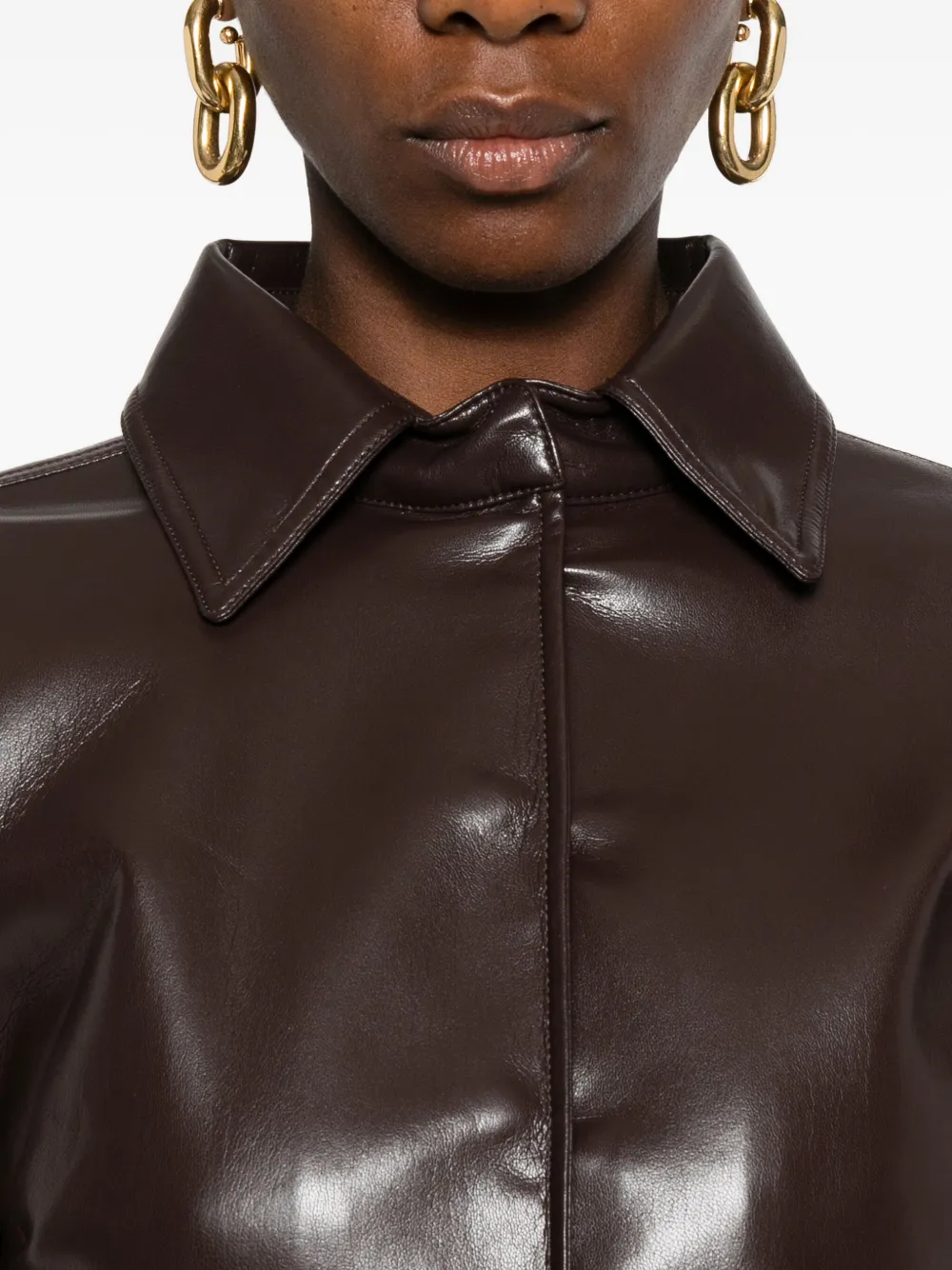 Nanushka Blouse met gesmockte taille en gerafelde afwerking Bruin