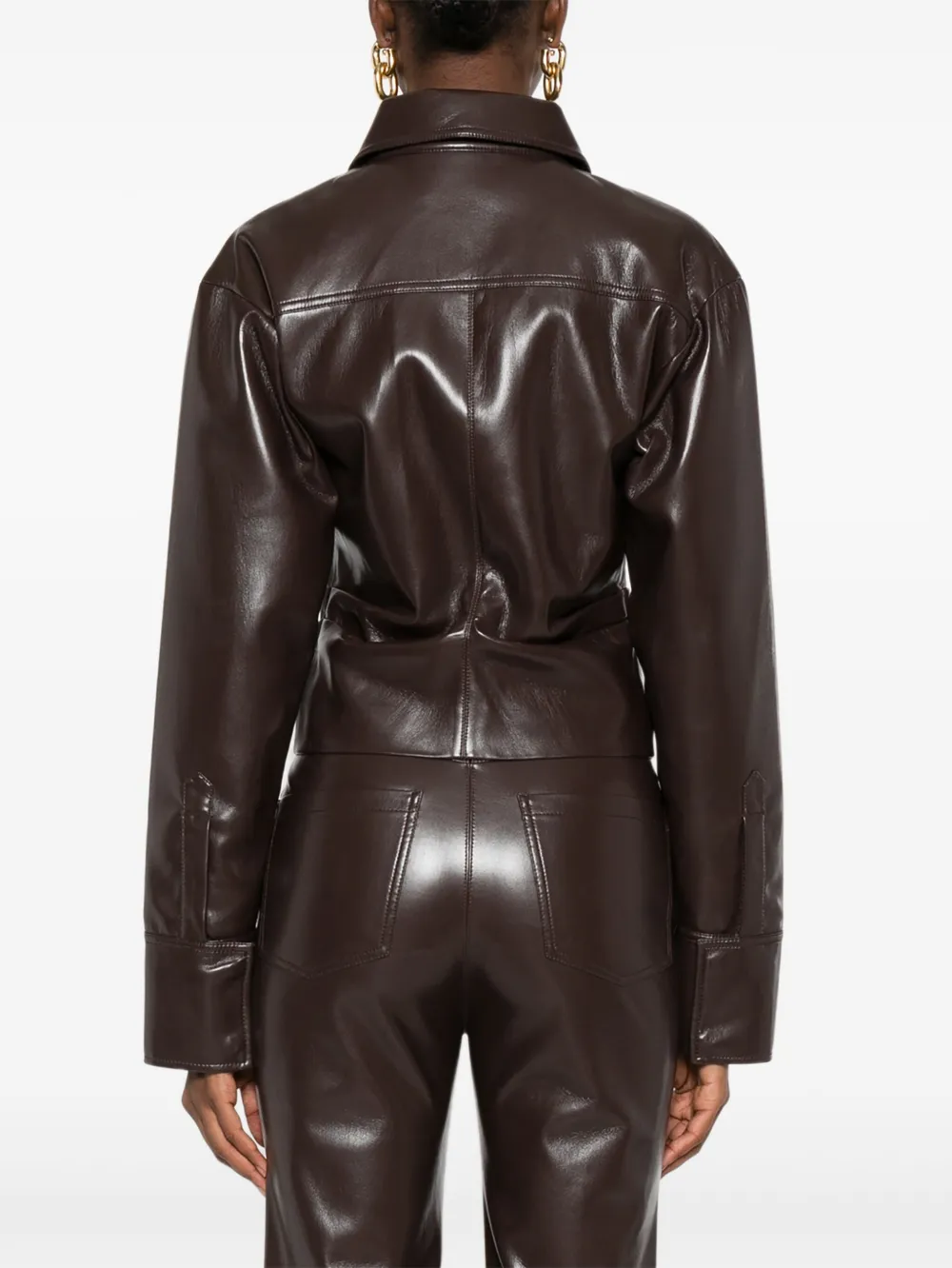 Nanushka Blouse met gesmockte taille en gerafelde afwerking Bruin