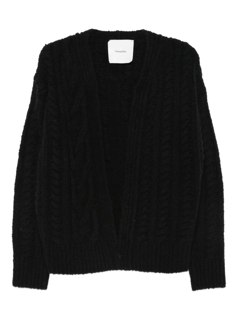 Nanushka Cable-knit Cardigan In Black