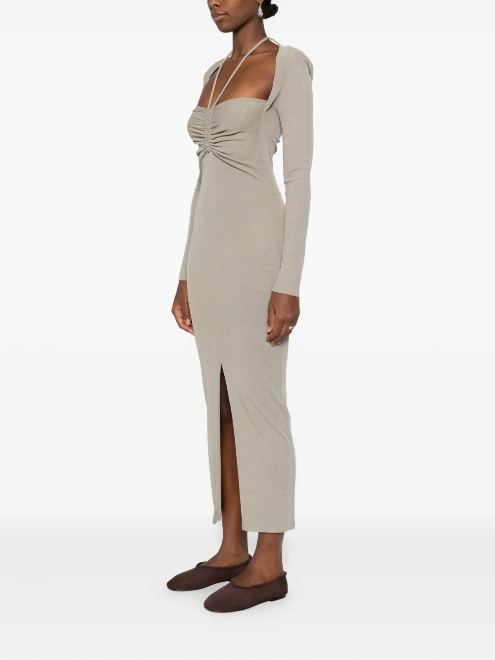 Nanushka Maxi-jurk met ruches Grijs